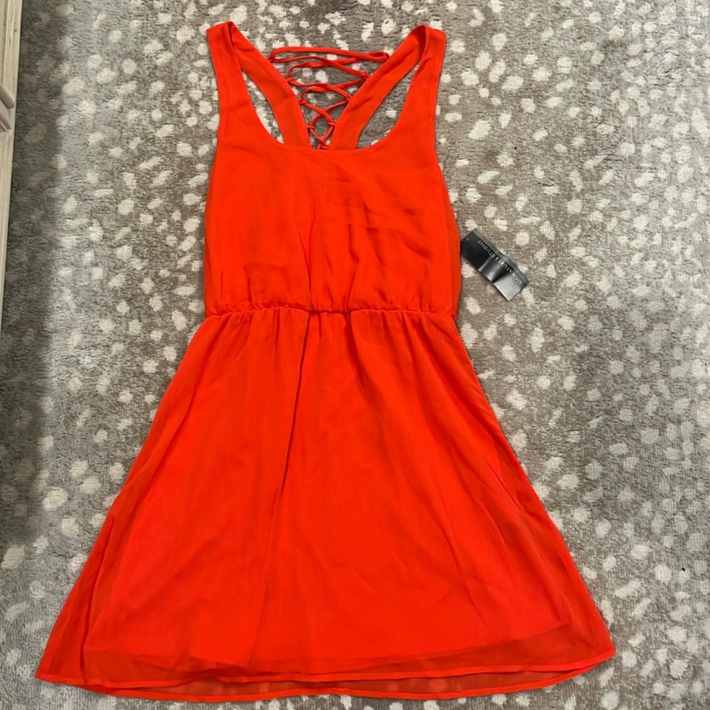 Sunset orange medium midi dress!